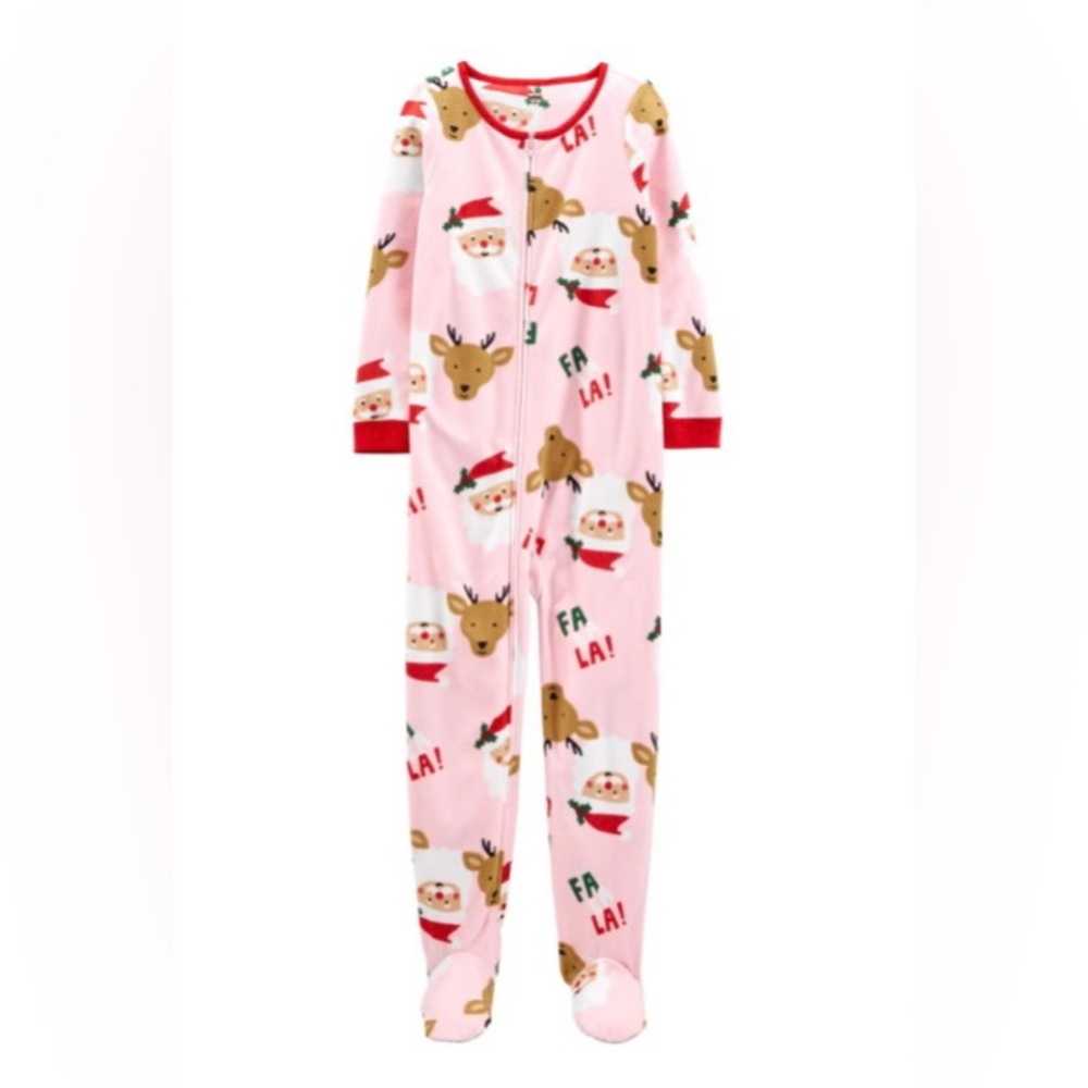 Carter’s Girls 1-Piece Santa Fleece Footie Pajamas 9M